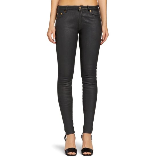 Roberto Cavalli Coated Dark Blue Black Skinny Jeans Size 6 - Picture 2 of 12